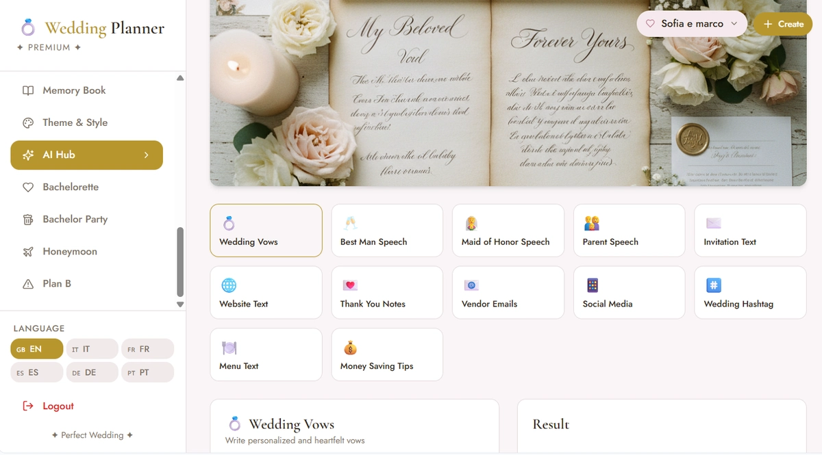 AI Hub for vows and speeches