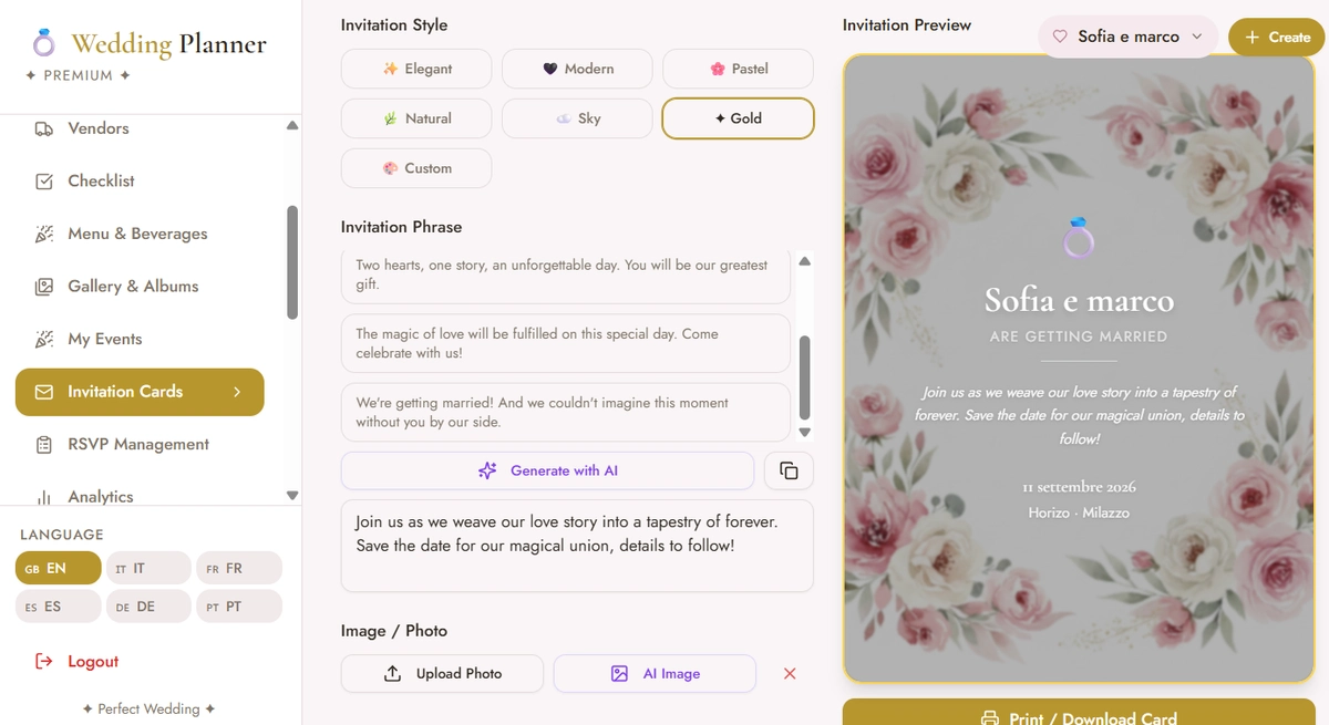 Invitation card designer